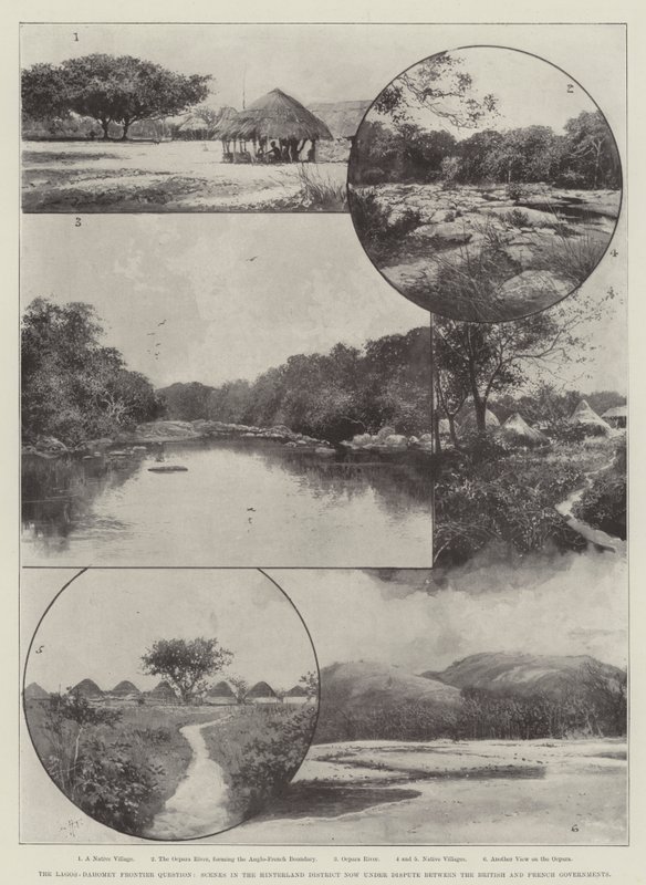 De Lagos-Dahomey Grenskwestie, Scènes in het Achterland District nu onder Geschil tussen de Britse en Franse Regeringen door Joseph Holland Tringham
