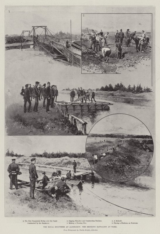 De Koninklijke Ingenieurs in Aldershot, het Bruggen Bataljon aan het Werk door Joseph Holland Tringham