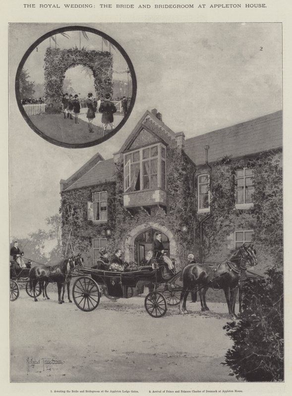 Het koninklijk huwelijk, de bruid en bruidegom bij Appleton House door Joseph Holland Tringham