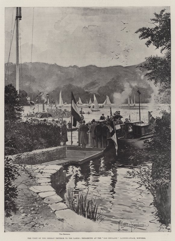 Het bezoek van de Duitse keizer aan de meren, inscheping bij de Old England Landing-Stage, Bowness door Joseph Holland Tringham