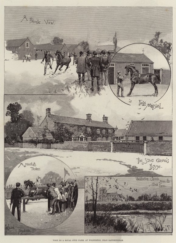 Bezoek aan een koninklijke stoeterij, in Wolferton, nabij Sandringham door Joseph Holland Tringham