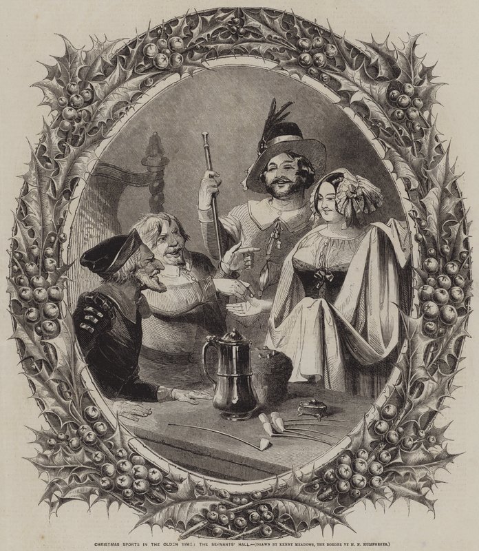 Kerstsporten in de oude tijd, de dienarenhal door Joseph Kenny Meadows