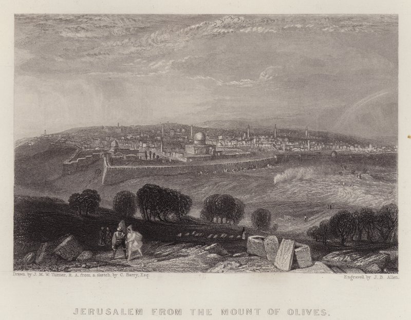 Jeruzalem vanaf de Olijfberg door Joseph Mallord William (after) Turner