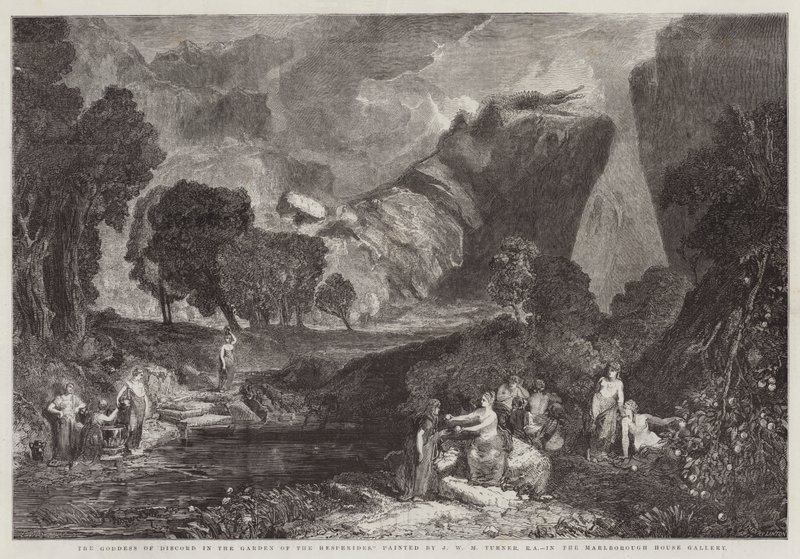 De Godin van de Onenigheid in de Tuin van de Hesperiden, in de Marlborough House Gallery door Joseph Mallord William Turner