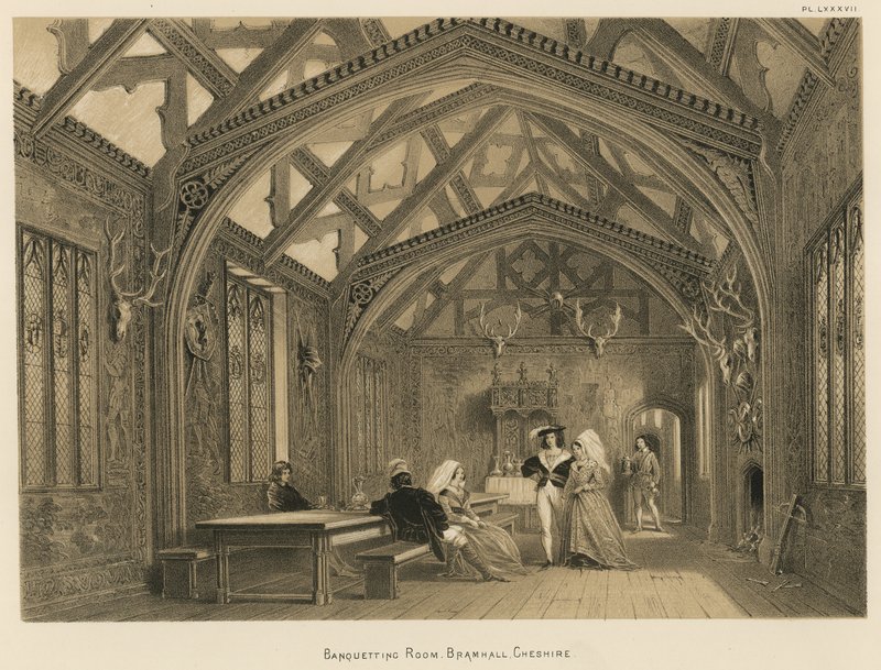 Banketzaal, Bramhall, Cheshire door Joseph Nash