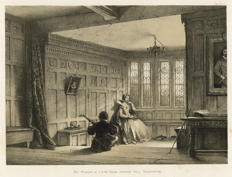 Erker in Eetkamer, Haddon Hall, Derbyshire door Joseph Nash