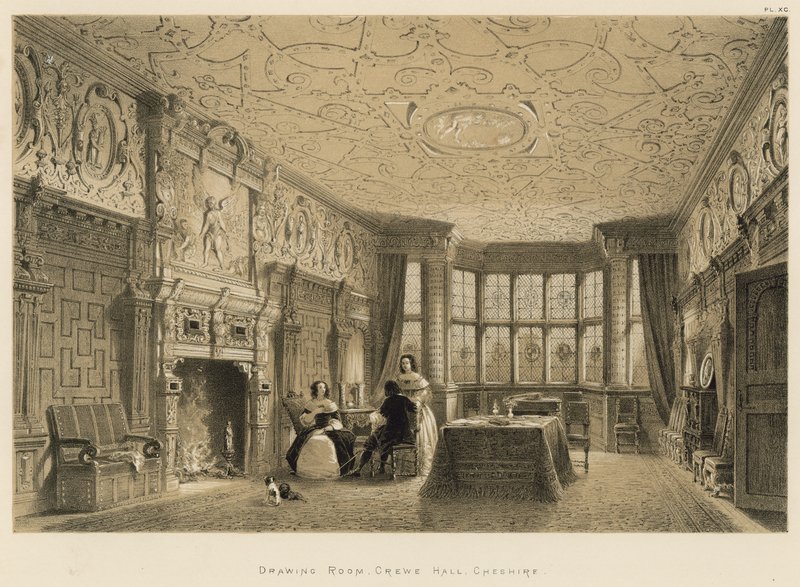 Salon, Crewe Hall, Cheshire door Joseph Nash