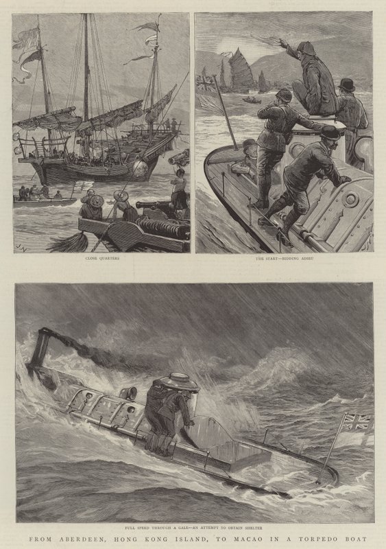 Van Aberdeen, Hong Kong Eiland, naar Macao in een Torpedoboot door Joseph Nash