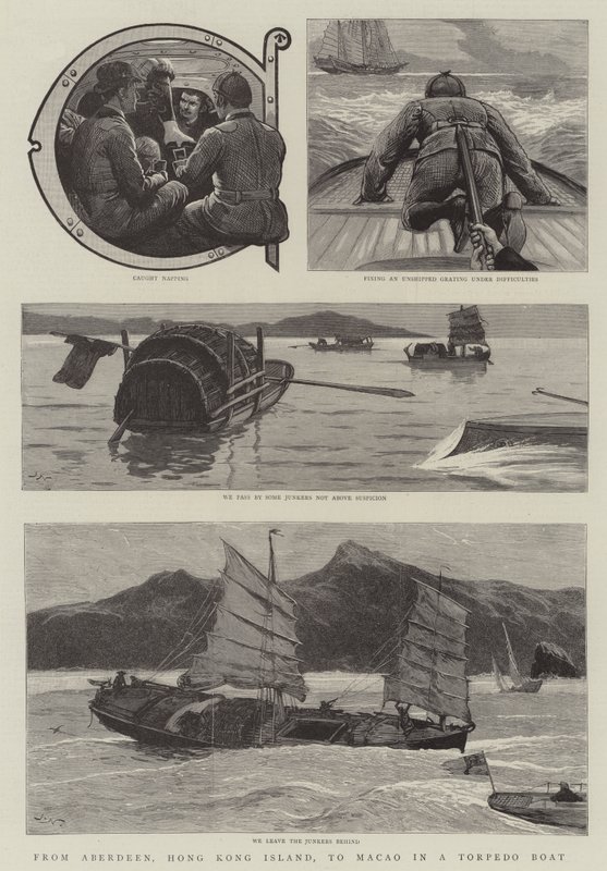 Van Aberdeen, Hong Kong Eiland, naar Macao in een torpedoboot door Joseph Nash