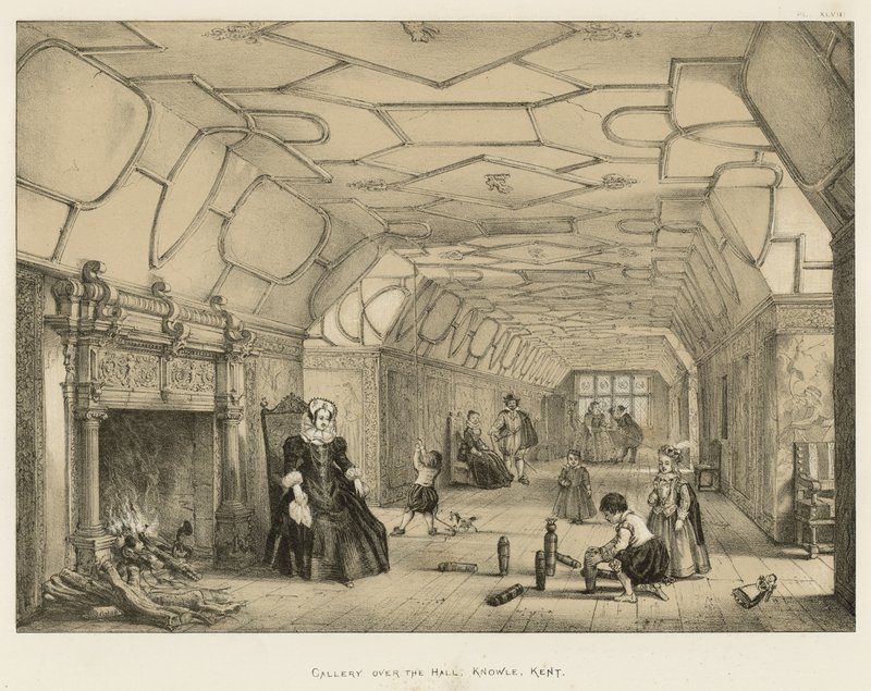 Galerij boven de hal, Knowle, Kent door Joseph Nash
