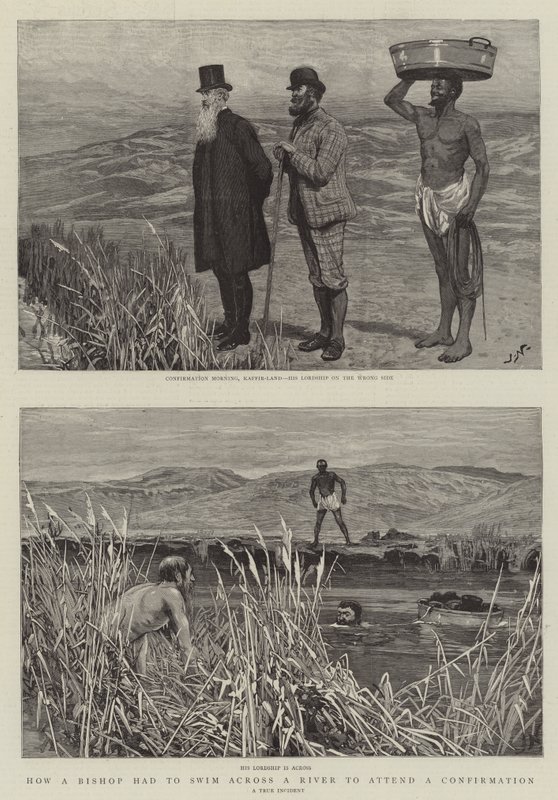 Hoe een bisschop een rivier moest overzwemmen om een vormsel bij te wonen door Joseph Nash
