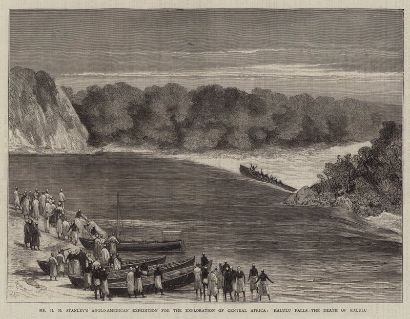 De Anglo-Amerikaanse expeditie van Mr H M Stanley voor de verkenning van Centraal-Afrika, Kalulu Falls, de dood van Kalulu door Joseph Nash