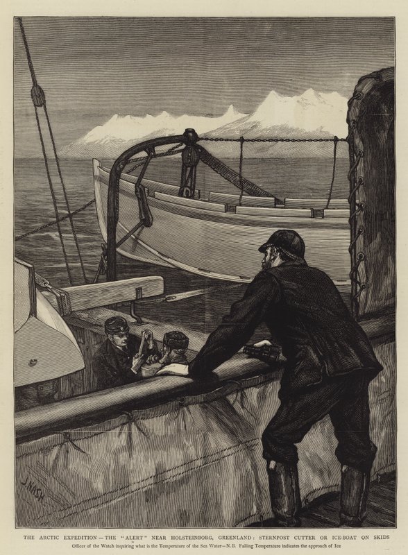 De Arctische Expeditie, de Alert nabij Holsteinborg, Groenland, Achtersteven Cutter of IJsboot op Skids door Joseph Nash