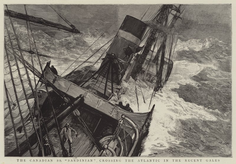De Canadese SS Sardinian steekt de Atlantische Oceaan over in de recente stormen door Joseph Nash
