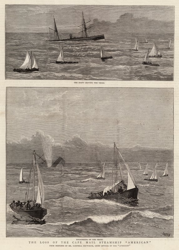 Het verlies van het Kaapse poststoomschip American door Joseph Nash