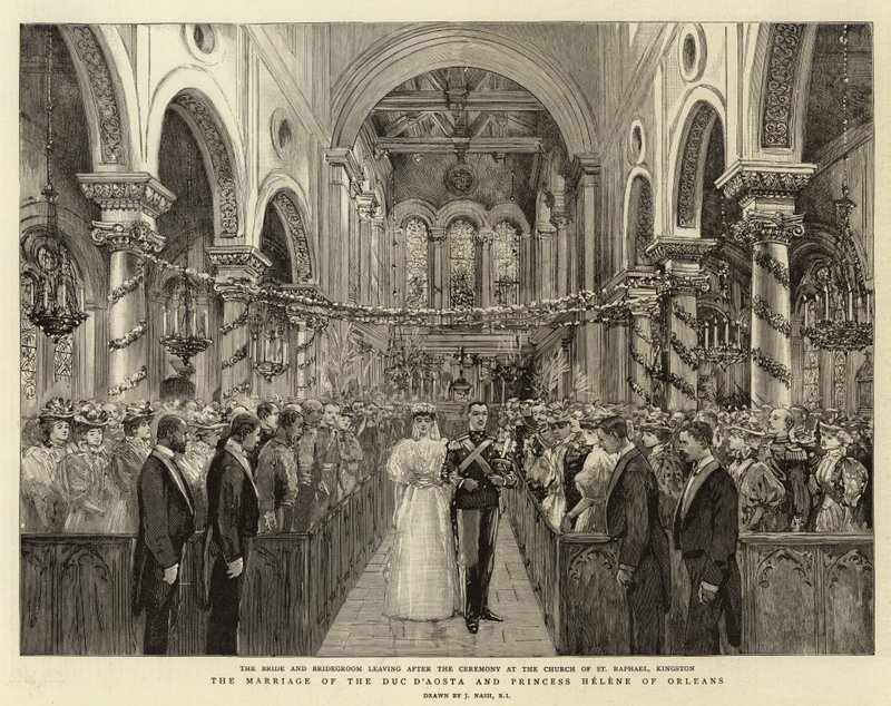 Het huwelijk van de hertog van Aosta en prinses Helene van Orleans door Joseph Nash