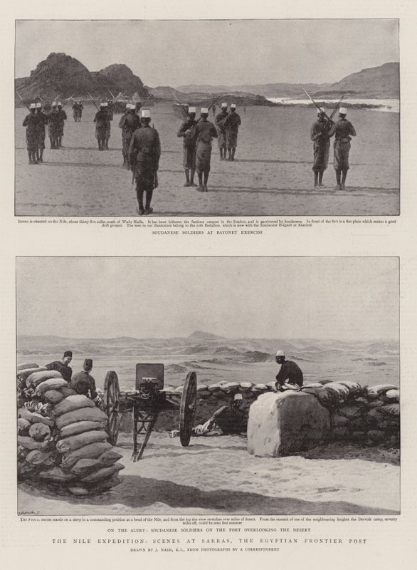 De Nijl Expeditie, Scènes bij Sarras, de Egyptische Grenspost door Joseph Nash
