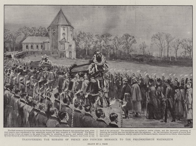 Overbrengen van de Resten van Prins en Prinses Bismarck naar het Friedrichsruh Mausoleum door Joseph Nash