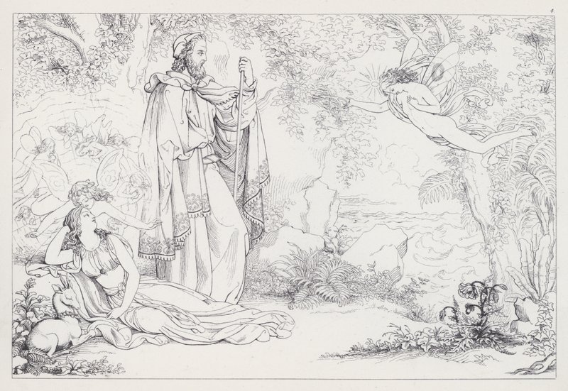 Shakespeares De Storm, Acte I, Scene 2 door Joseph Noel after Paton
