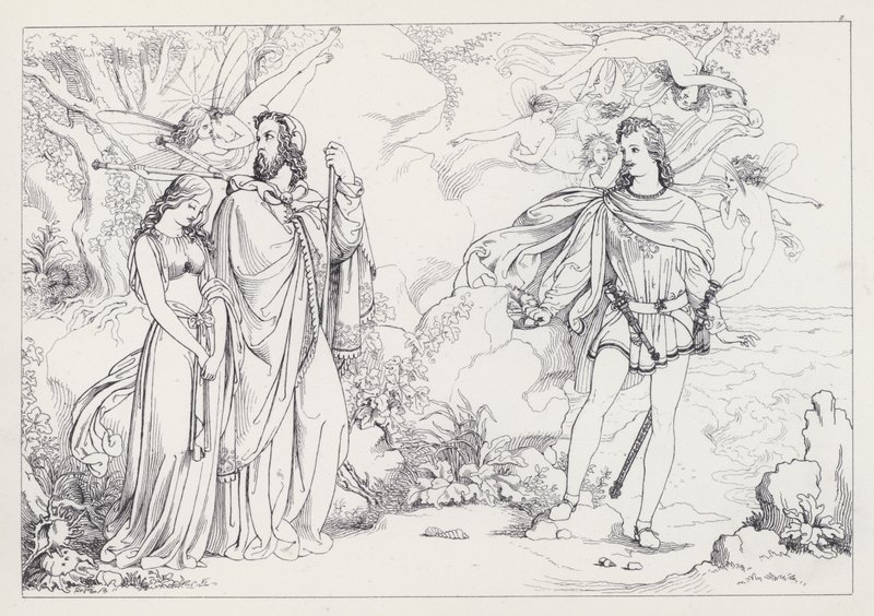 Shakespeares De Storm, Acte I, Scene 2 door Joseph Noel after Paton