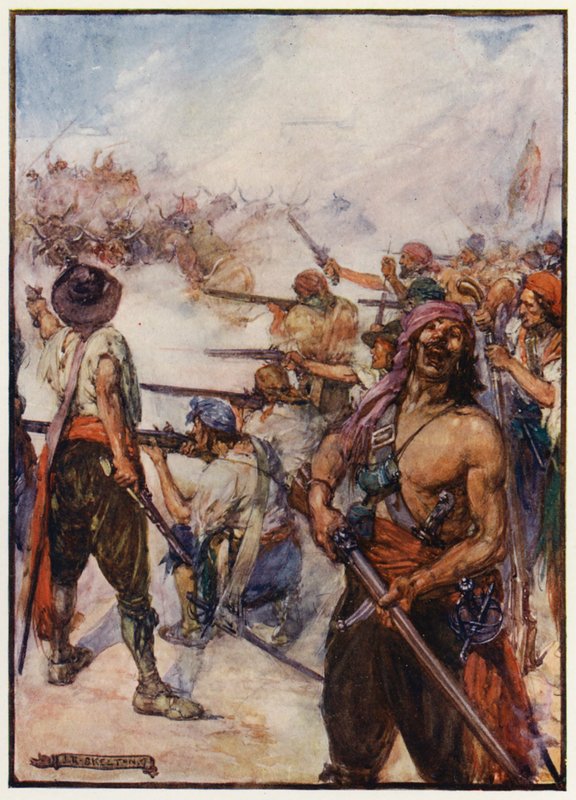 Plundering van Panama door Henry Morgan door Joseph Ratcliffe (after) Skelton