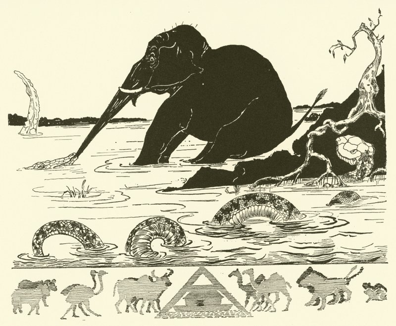 Het Olifantskind dat aan zijn Neus wordt Getrokken door de Krokodil door Joseph Rudyard (after) Kipling