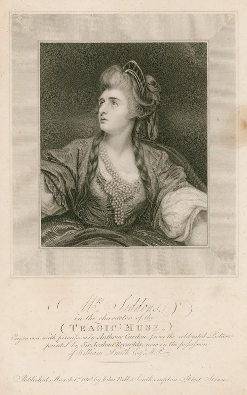 Mevrouw Sarah Siddons, actrice, in de rol van de Tragische Muze door Joshua Reynolds