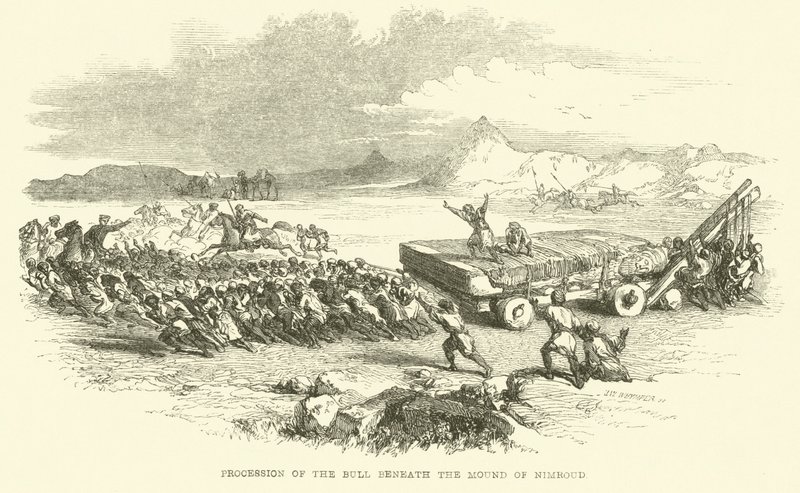 Processie van de stier onder de Heuvel van Nimrud door Josiah Wood Whymper