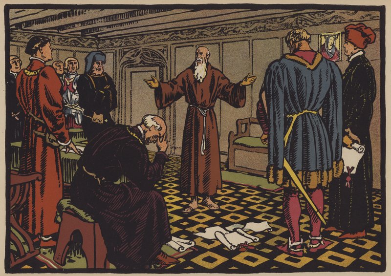 De kluizenaar Niklaus von Flue en het Verdrag van Stans, 1481 door Jules Courvoisier