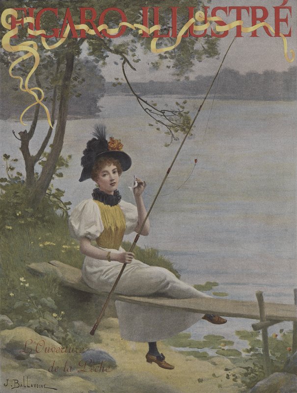 De Opening van het Visseizoen. Omslag van Le Figaro Illustre, juli 1896 door Jules Frederic Ballavoine