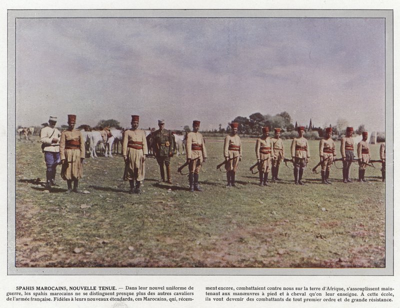 Marokkaanse Spahis in nieuw uniform door Jules Gervais Courtellemont