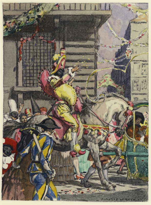 Illustratie voor memoires van Casanova (kleurenlitho) door Jules Marie Auguste Leroux