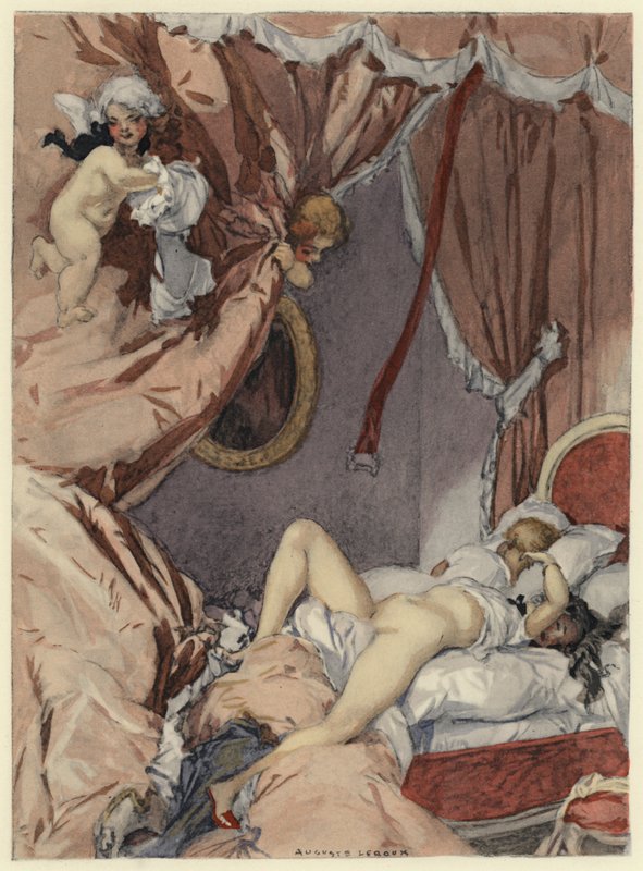 Illustratie voor memoires van Casanova (kleurenlitho) door Jules Marie Auguste Leroux