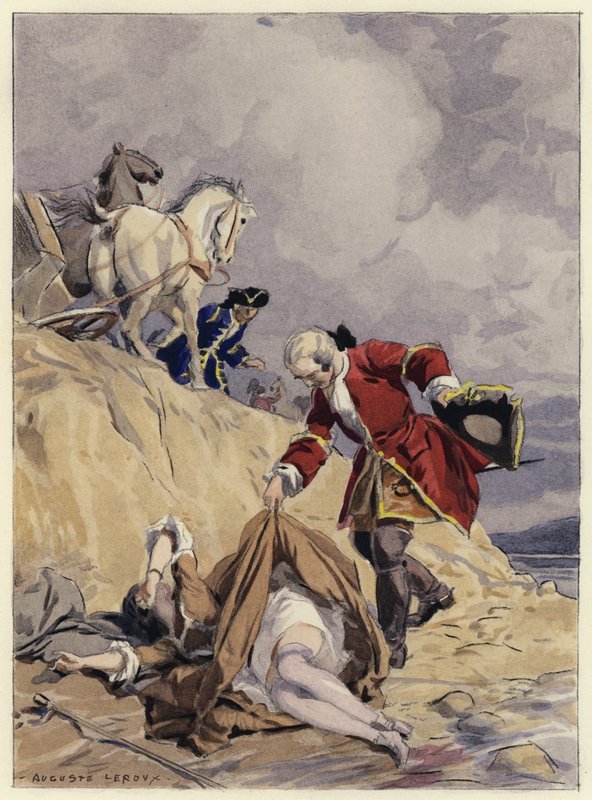 Illustratie voor memoires van Casanova (kleurenlitho) door Jules Marie Auguste Leroux