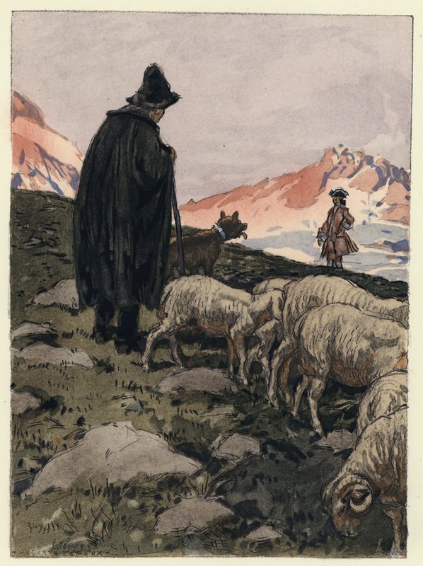 Illustratie voor memoires van Casanova (kleurenlitho) door Jules Marie Auguste Leroux
