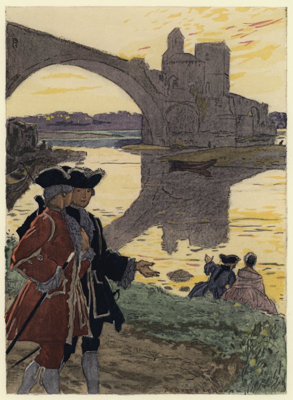 Illustratie voor memoires van Casanova (kleurenlitho) door Jules Marie Auguste Leroux