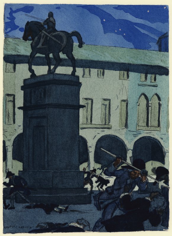 Illustratie voor memoires van Casanova (kleurenlitho) door Jules Marie Auguste Leroux
