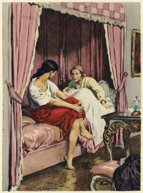 Illustratie voor memoires van Casanova (kleurenlitho) door Jules Marie Auguste Leroux