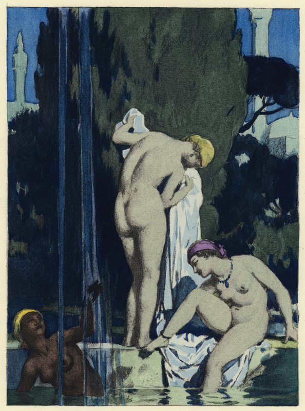 Illustratie voor memoires van Casanova (kleurenlitho) door Jules Marie Auguste Leroux