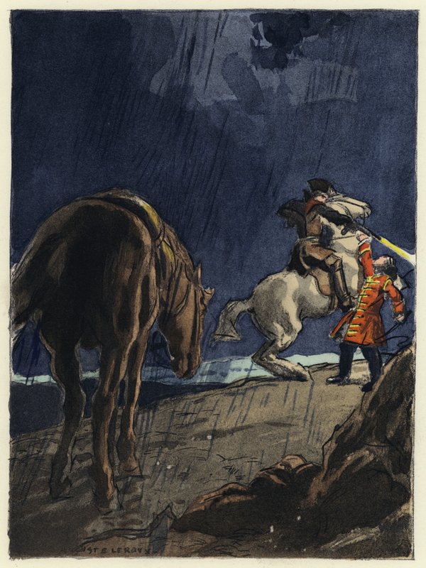 Illustratie voor memoires van Casanova (kleurenlitho) door Jules Marie Auguste Leroux