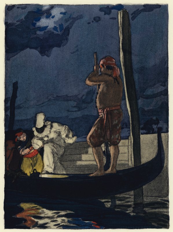 Illustratie voor memoires van Casanova (kleurenlitho) door Jules Marie Auguste Leroux