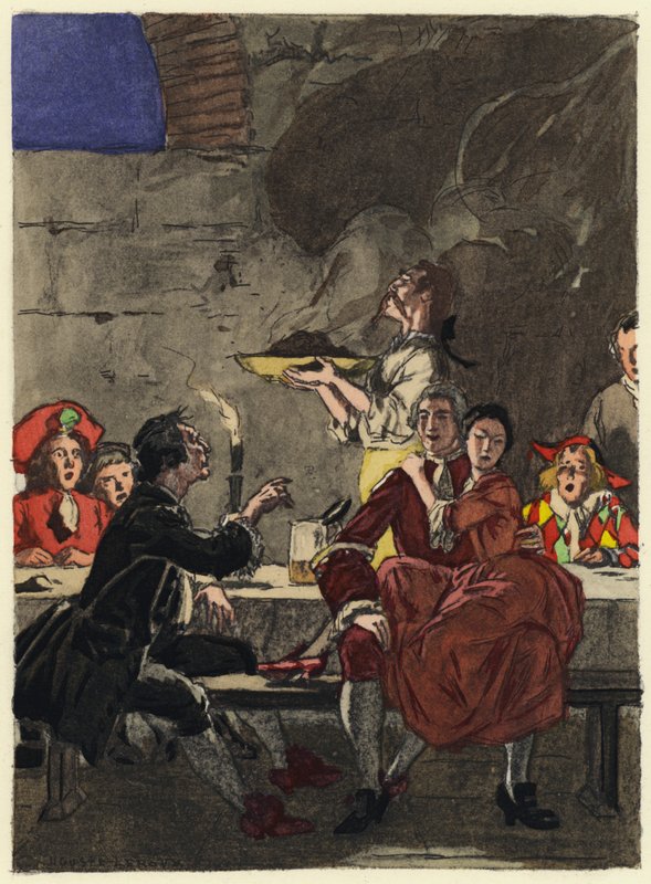 Illustratie voor memoires van Casanova (kleurenlitho) door Jules Marie Auguste Leroux
