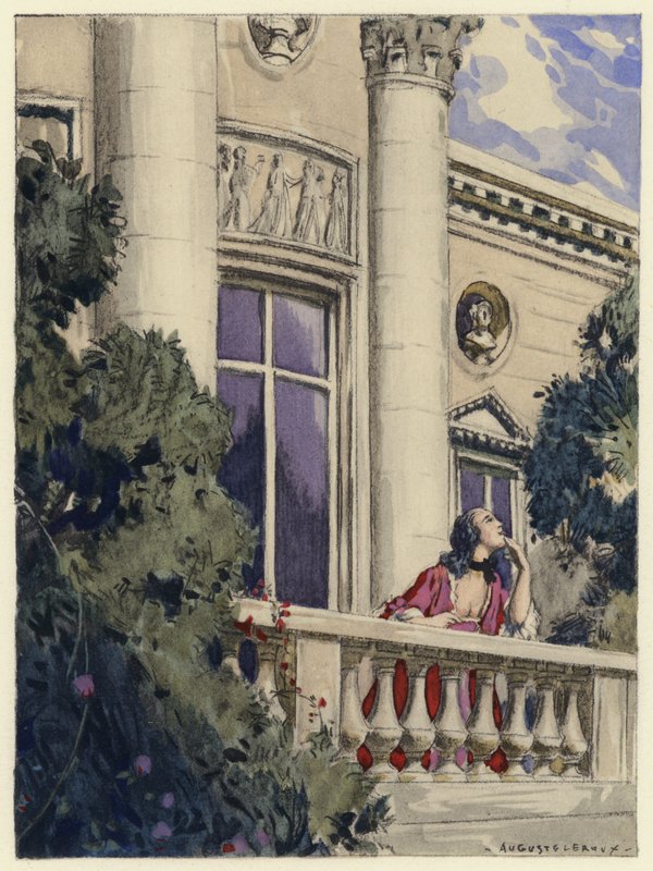 Illustratie voor memoires van Casanova (kleurenlitho) door Jules Marie Auguste Leroux