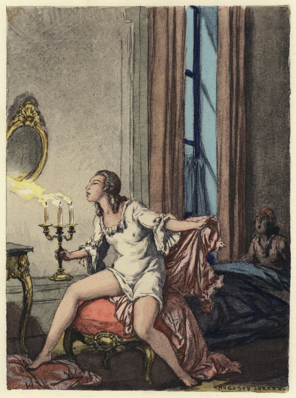 Illustratie voor memoires van Casanova (kleurenlitho) door Jules Marie Auguste Leroux