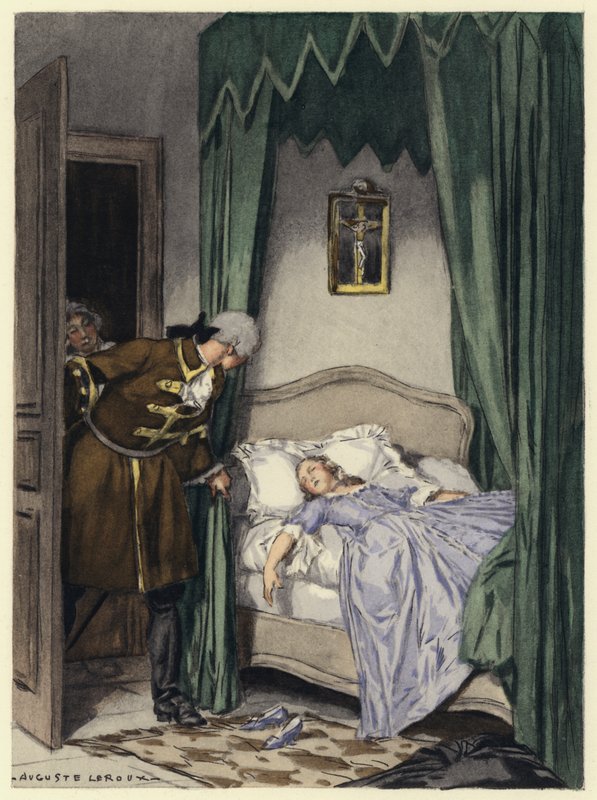 Illustratie voor memoires van Casanova (kleurenlitho) door Jules Marie Auguste Leroux