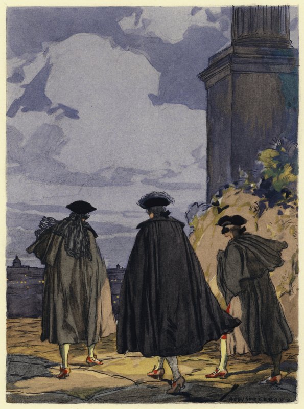 Illustratie voor memoires van Casanova (kleurenlitho) door Jules Marie Auguste Leroux