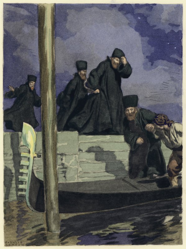 Illustratie voor memoires van Casanova (kleurenlitho) door Jules Marie Auguste Leroux