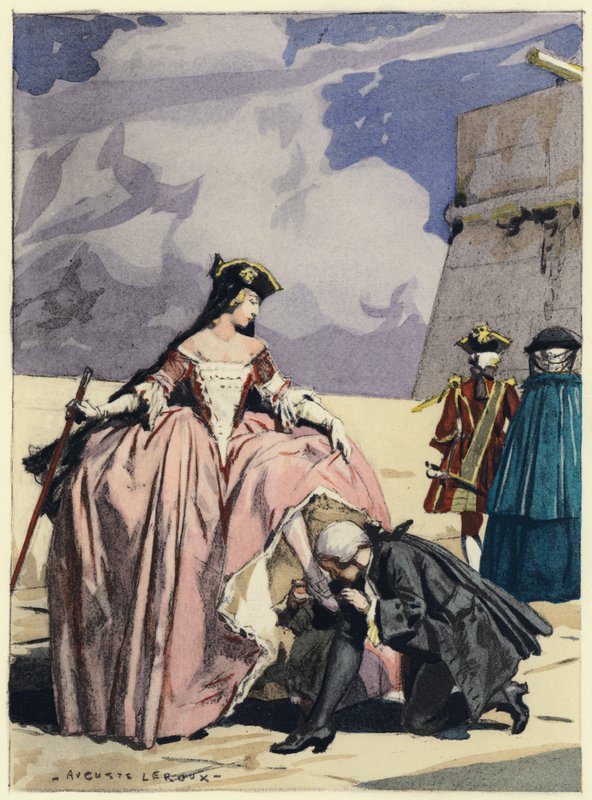 Illustratie voor memoires van Casanova (kleurenlitho) door Jules Marie Auguste Leroux