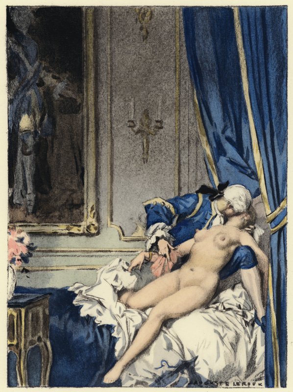 Illustratie voor memoires van Casanova (kleurenlitho) door Jules Marie Auguste Leroux