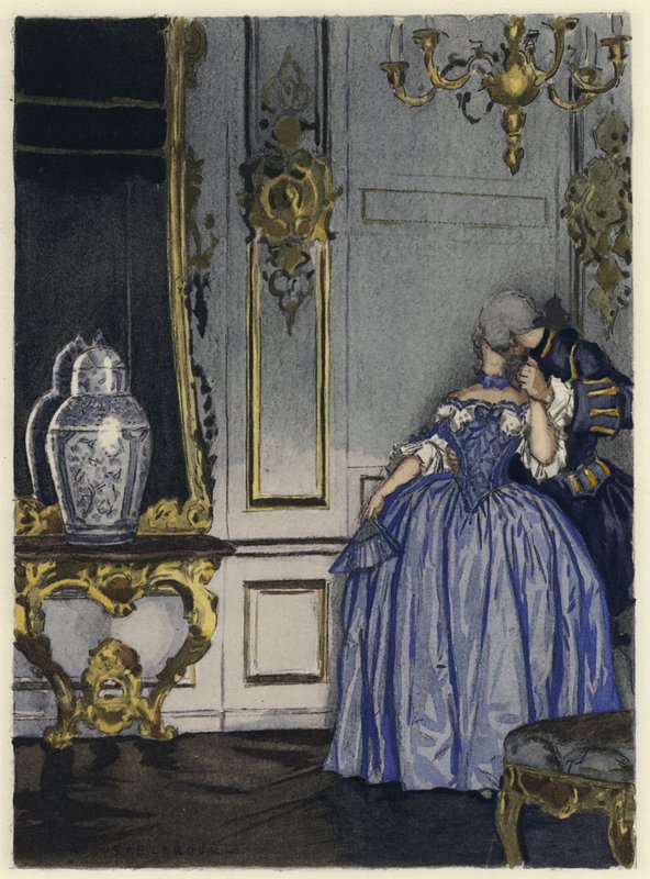 Illustratie voor memoires van Casanova (kleurenlitho) door Jules Marie Auguste Leroux